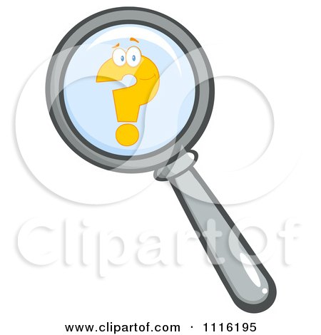 Clipart Yellow Question Mark On A Magnifying Glass - Royalty Free Vector Illustration by Hit Toon