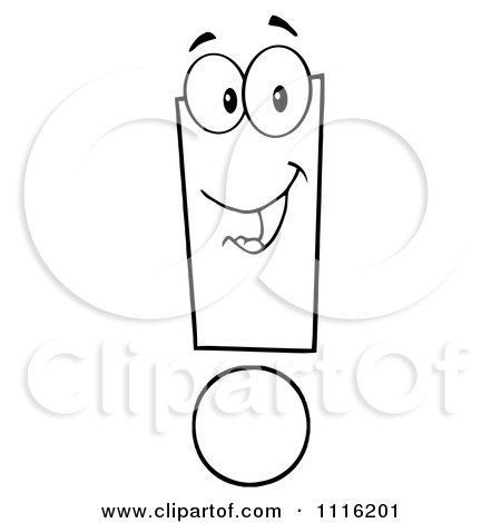 Clipart Happy Outlined Exclamation Point - Royalty Free Vector Illustration by Hit Toon