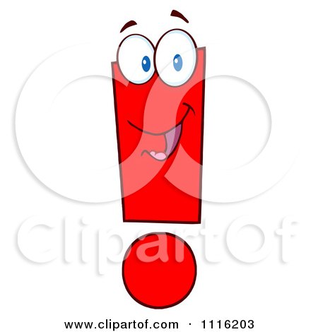 Clipart Happy Smiling Red Exclamation Point - Royalty Free Vector Illustration by Hit Toon