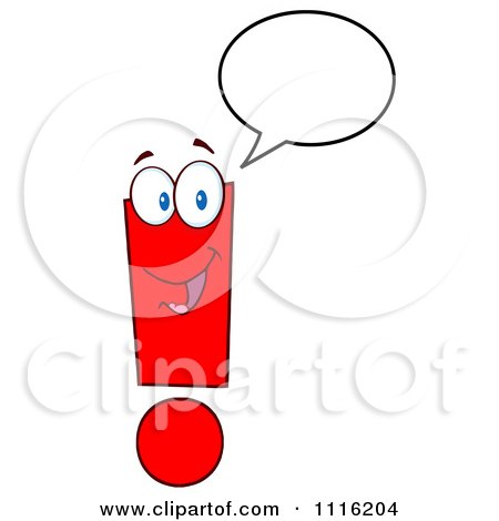 Clipart Happy Red Exclamation Point Talking 1 - Royalty Free Vector Illustration by Hit Toon