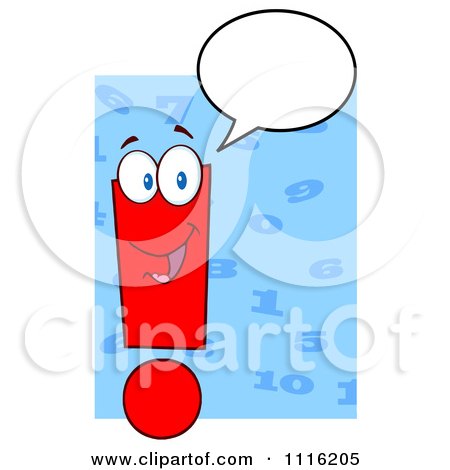 Clipart Happy Red Exclamation Point Talking 2 - Royalty Free Vector Illustration by Hit Toon
