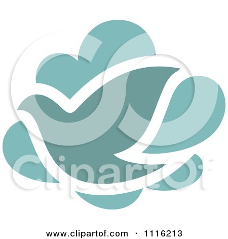 Clipart Turquoise Bird And Cloud Icon - Royalty Free Vector Illustration by elena