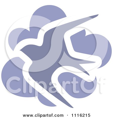 Clipart Purple Swallow Bird And Cloud Icon - Royalty Free Vector Illustration by elena