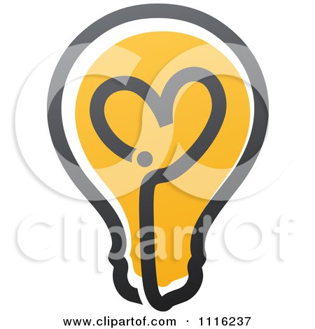 Clipart Heart Filament In A Light Bulb - Royalty Free Vector Illustration by elena
