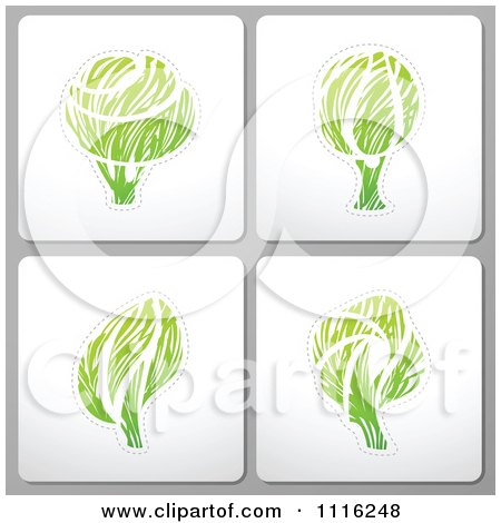 Clipart Green Tree Tiles On Gray - Royalty Free Vector Illustration by elena