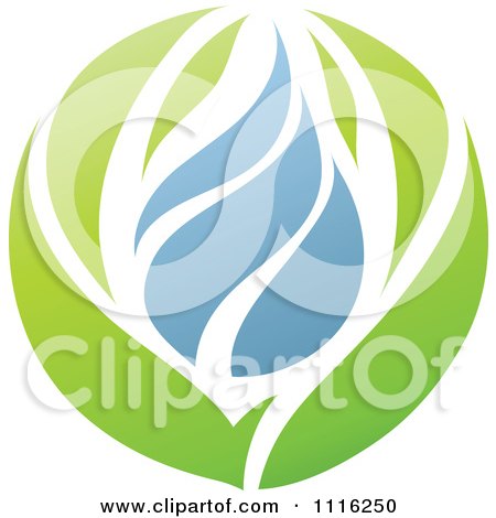 Clipart Green And Blue Natural Organic Leaves And Water Drop Sphere 2 - Royalty Free Vector Illustration by elena