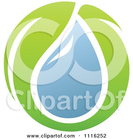 Clipart Green And Blue Natural Organic Leaves And Water Drop Sphere 1 - Royalty Free Vector Illustration by elena