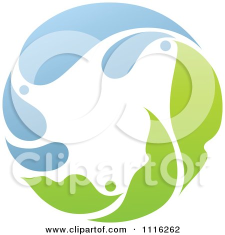 Clipart Green And Blue Natural Organic Sphere Of Water And Leaves - Royalty Free Vector Illustration by elena