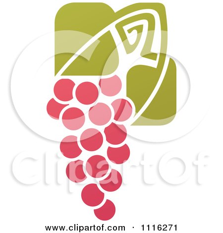 Clipart Purple Grapes And Leaves Wine Icon 10 - Royalty Free Vector Illustration by elena