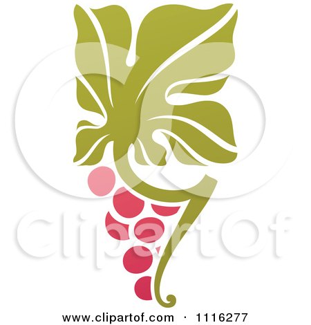 Clipart Purple Grapes And Leaves Wine Icon 7 - Royalty Free Vector Illustration by elena