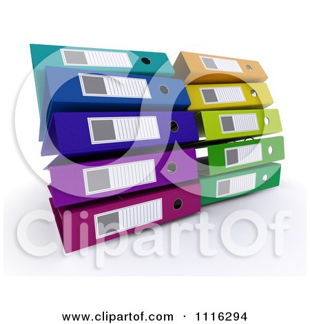 Clipart 3d Colorful Office Organizer Ring Binders 3 - Royalty Free CGI Illustration by KJ Pargeter