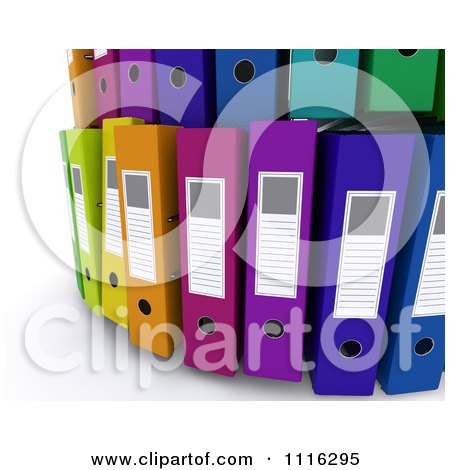Clipart 3d Colorful Office Organizer Ring Binders 2 - Royalty Free CGI Illustration by KJ Pargeter