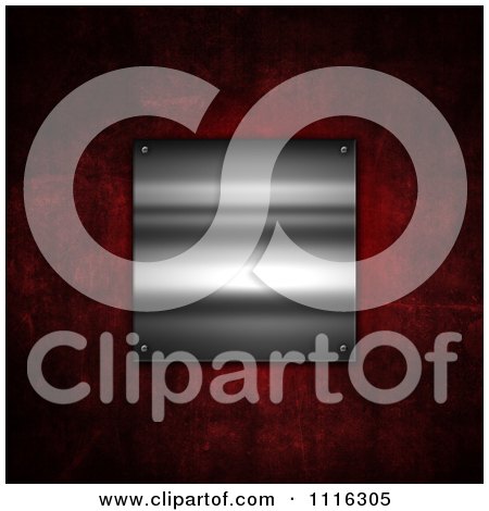 Clipart 3d Metal Plaque On Grungy Red - Royalty Free CGI Illustration by KJ Pargeter
