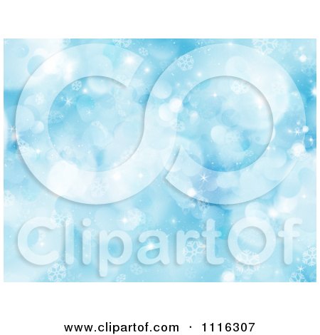 Clipart Blue Background With Snowflakes And Sparkles - Royalty Free CGI Illustration by KJ Pargeter