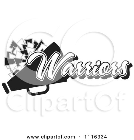 Clipart Black And White Warriors Cheerleader Design - Royalty Free Vector Illustration by Johnny Sajem