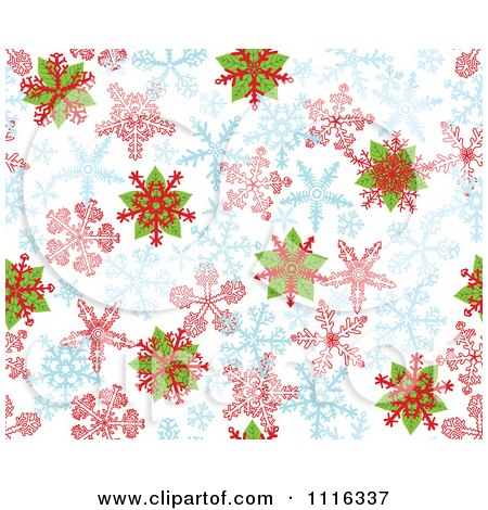 Clipart Seamless Poinsettia And Snowflake Background Pattern On White - Royalty Free Vector Illustration by Cherie Reve