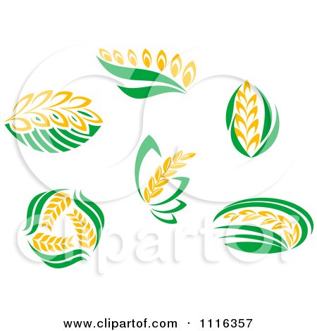 Clipart Strands Of Wheat And Green Leaves - Royalty Free Vector Illustration by Vector Tradition SM