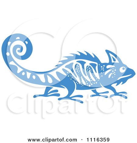 Clipart Blue And White Chameleon Lizard - Royalty Free Vector Illustration by Vector Tradition SM