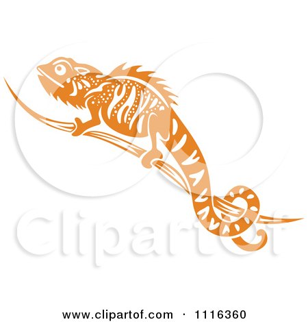Clipart Orange And White Chameleon Lizard - Royalty Free Vector Illustration by Vector Tradition SM