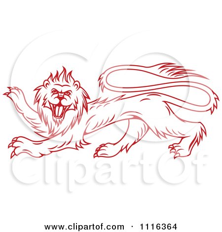 Clipart Red Heraldic Lion - Royalty Free Vector Illustration by Vector Tradition SM