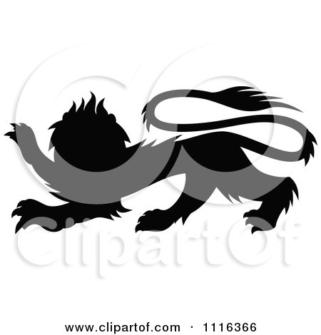 Clipart Black Silhouetted Heraldic Lion - Royalty Free Vector Illustration by Vector Tradition SM