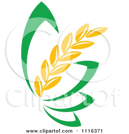 Clipart Strand Of Wheat And Green Leaves 5 - Royalty Free Vector Illustration by Vector Tradition SM