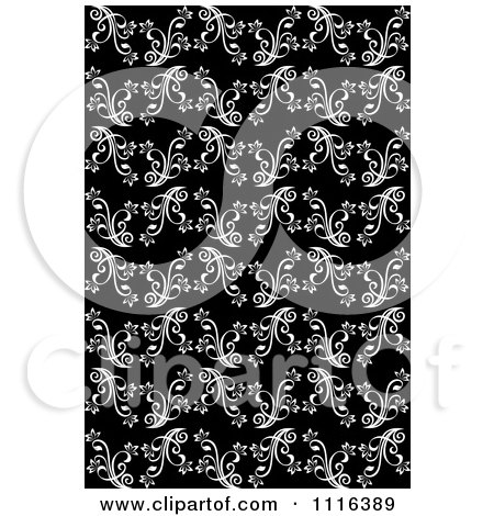 Clipart Seamless Black And White Floral Vine Background Pattern 5 - Royalty Free Vector Illustration by Vector Tradition SM