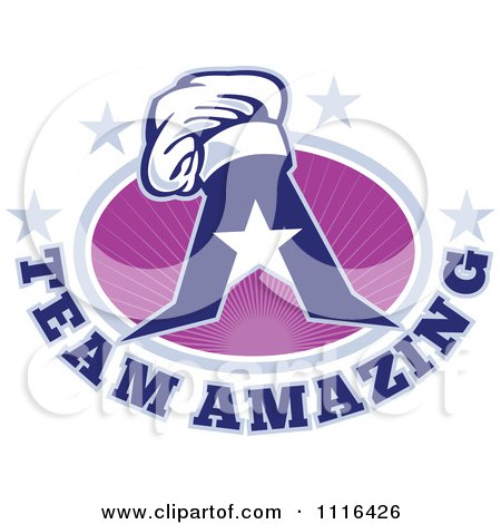 Clipart Chef Hat On A Letter A With Team Amazing Text And Purple Rays And Stars - Royalty Free Vector Illustration by patrimonio