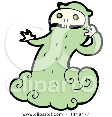 Clipart Green Halloween Skull Ghost 1 - Royalty Free Vector Illustration by lineartestpilot