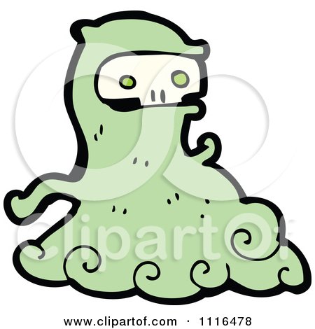Clipart Green Halloween Skull Ghost 2 - Royalty Free Vector Illustration by lineartestpilot