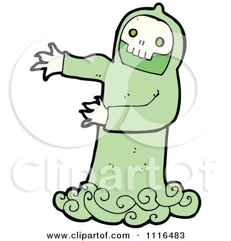 Clipart Green Halloween Skull Ghost 4 - Royalty Free Vector Illustration by lineartestpilot