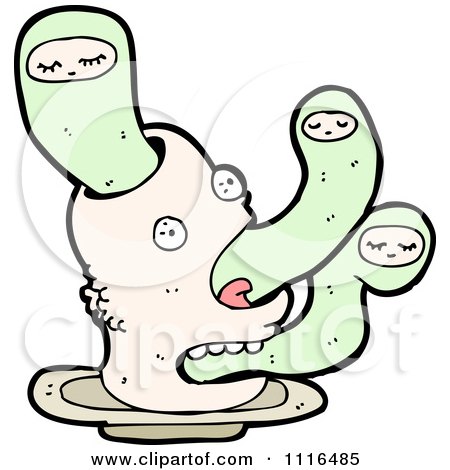 Clipart Halloween Worm Ghosts In A Decapitated Head - Royalty Free Vector Illustration by lineartestpilot