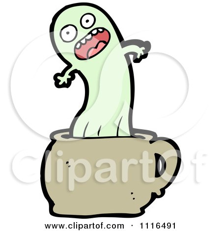 Clipart Green Halloween Spook Ghost In A Cup - Royalty Free Vector Illustration by lineartestpilot