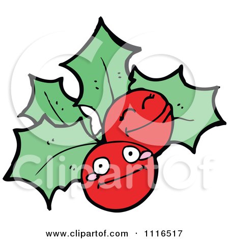 Clipart Christmas Holly Berry Characters 5 - Royalty Free Vector Illustration by lineartestpilot