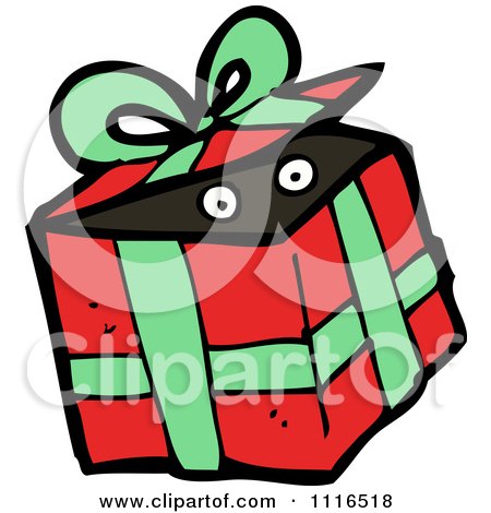Clipart Eyes In A Christmas Present Gift Box 1 - Royalty Free Vector Illustration by lineartestpilot