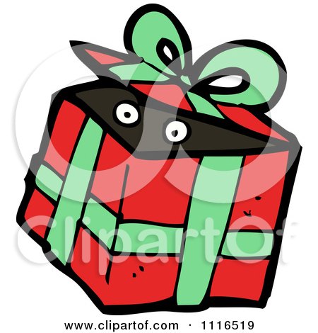 Clipart Eyes In A Christmas Present Gift Box 2 - Royalty Free Vector Illustration by lineartestpilot