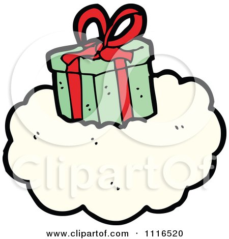 Clipart Christmas Present Gift Box On A Cloud - Royalty Free Vector Illustration by lineartestpilot