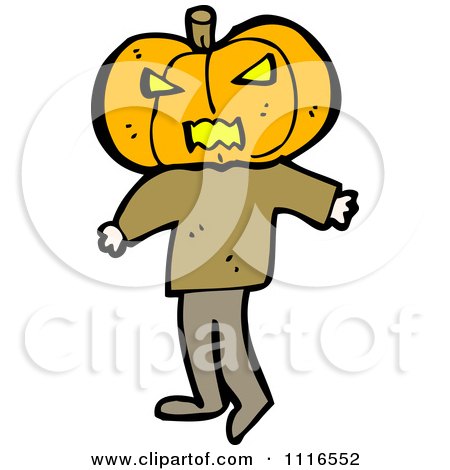 Clipart Man With A Halloween Jackolantern Pumpkin Head - Royalty Free Vector Illustration by lineartestpilot