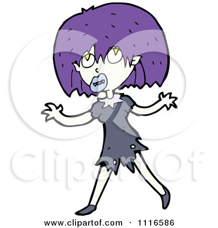 Clipart Halloween Vampiress With Purple Hair - Royalty Free Vector Illustration by lineartestpilot