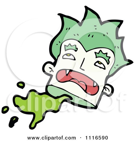 Clipart Green Haired Decapitated Halloween Vampire Head - Royalty Free Vector Illustration by lineartestpilot