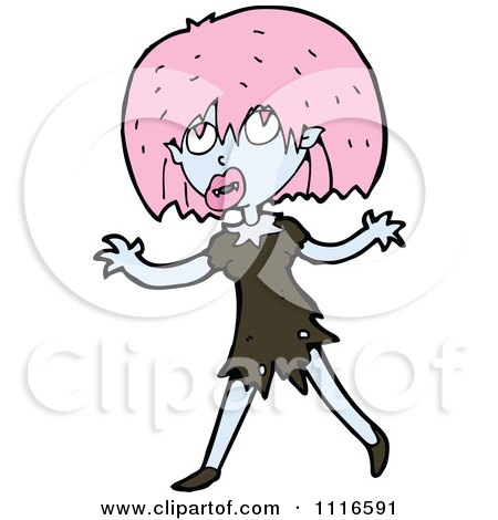 Clipart Halloween Vampiress With Pink Hair - Royalty Free Vector Illustration by lineartestpilot
