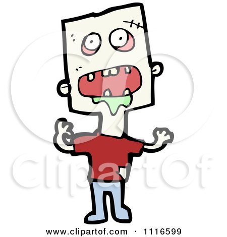 Clipart Drooling Zombie With A Square Head - Royalty Free Vector Illustration by lineartestpilot