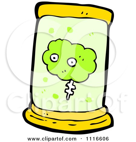 Clipart Green Brain Floating In A Specimen Jar 4 - Royalty Free Vector Illustration by lineartestpilot