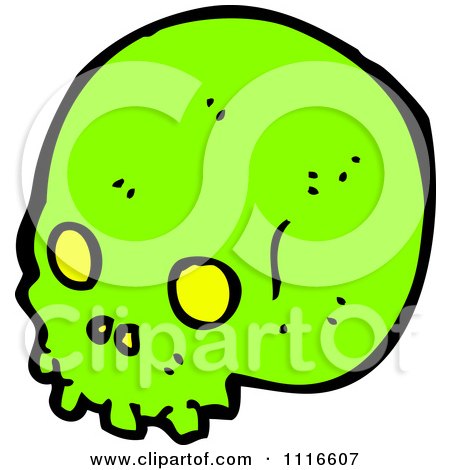 Clipart Neon Green Skull - Royalty Free Vector Illustration by lineartestpilot