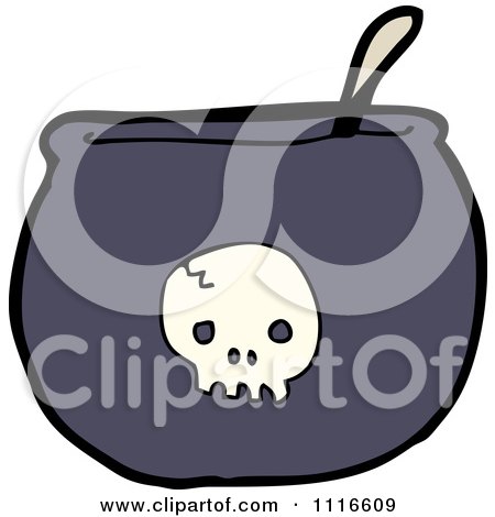 Clipart Skull Bowl With A Spoon - Royalty Free Vector Illustration by lineartestpilot