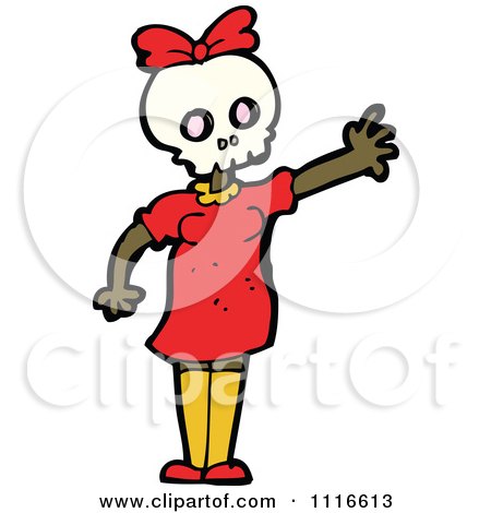 Clipart Girl Wearing A Skull Halloween Mask 5 - Royalty Free Vector Illustration by lineartestpilot