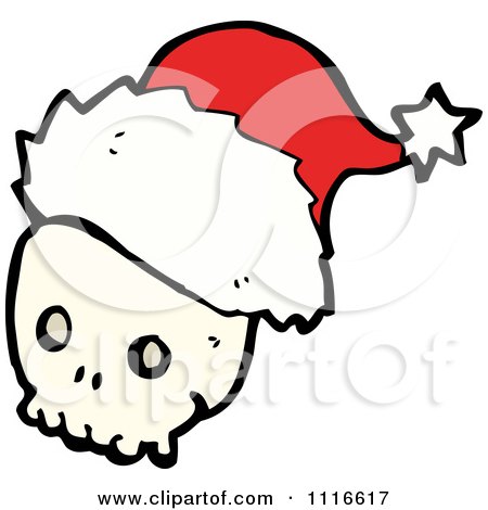 Clipart Christmas Skull Wearing A Santa Hat 1 - Royalty Free Vector Illustration by lineartestpilot