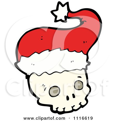 Clipart Christmas Skull Wearing A Santa Hat 2 - Royalty Free Vector Illustration by lineartestpilot