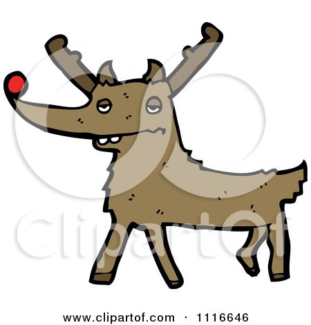 Clipart Red Nosed Christmas Reindeer 1 - Royalty Free Vector Illustration by lineartestpilot