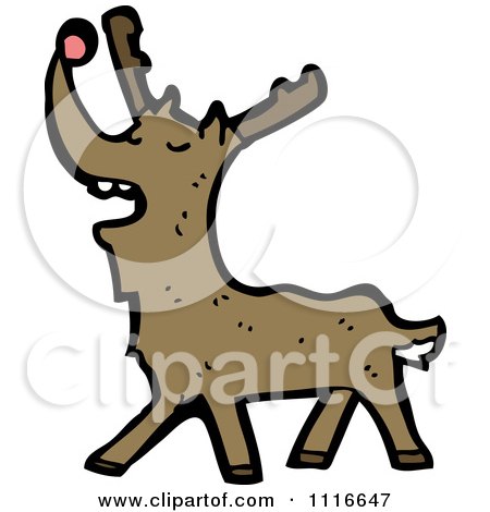 Clipart Red Nosed Christmas Reindeer 2 - Royalty Free Vector Illustration by lineartestpilot